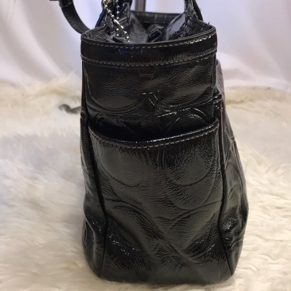 COACH Gallery Patent Leather Tote Black F19462 - Picture 7 of 14